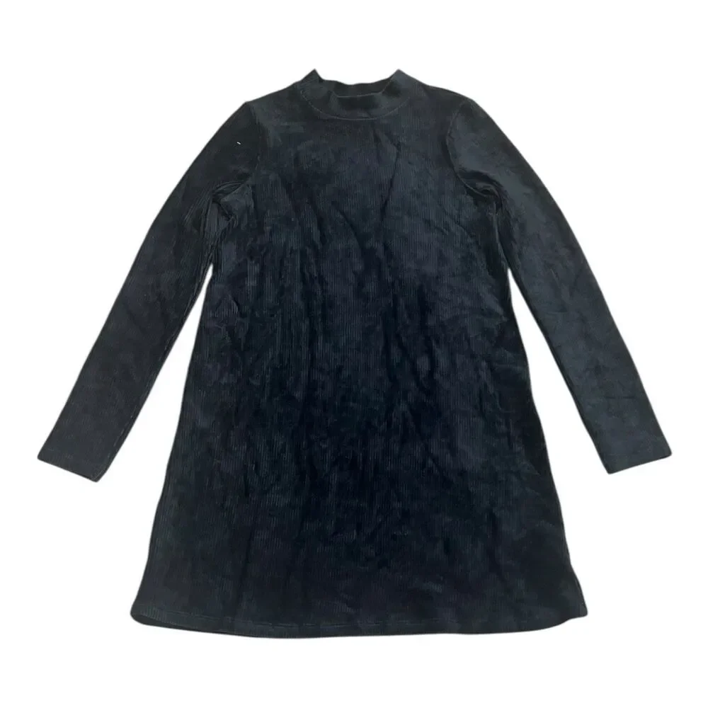 Nordstrom Black Corduroy Mock Neck Shift Dress Girls L